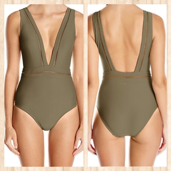 Ted Baker Other - TED BAKER Starza Pointelle Deep-V Swimsuit 3 Khaki